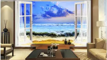 3d foto tapety na steny v kotúčoch vlastné nástenné Moderné oceánu vlny modrá obloha, krajina domova Obývacia izba samolepky na Stenu