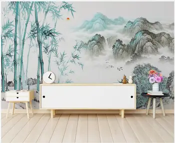 3d foto tapety vlastné nástenné Čínsky štýl umeleckej koncepcie atrament krajiny bambusu domova stenu papiera v obývacej izbe