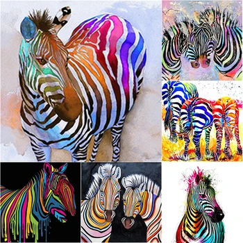 5D DIY Diamond Maľovanie Farebné Zebra Diamond Výšivky Zvierat Cross Stitch Plné Kolo Námestie Vŕtať Príručka Umenie Darček Domova