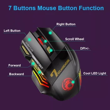 Bezdrôtová Myš Bluetooth Hráč Hernej Myši Počítač, Ergonomické Mause S Podsvietenie RGB Tichý Myši Na Notebook PC