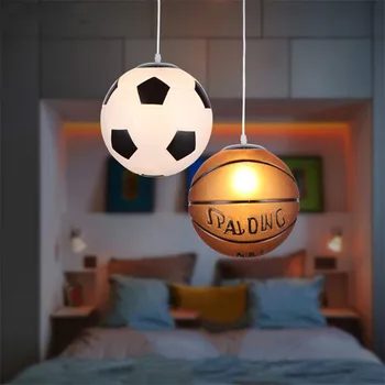 Moderný Futbal, Basketbal Svete sklenenú Guľu Prívesok Svetlá Led Šport Závesné Svietidlá detskej Izby, Spálne, Vnútorné Osvetlenie Interiéru