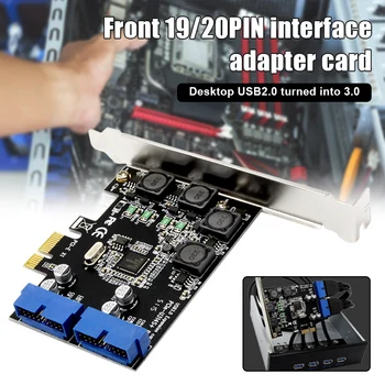 PCI Express Dual 19/20 Pin USB 3.0 Card vysokorýchlostný Dátový Prenos Adaptér pre systém Windows 2000/XP/Vista/7 Káble Konektory DJA88