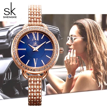 shengke módne crystal dial quartz hodinky značky ženy rose zlaté šperky, hodinky pre reloj mujer 2018 nové lady hodiny, náramkové hodinky