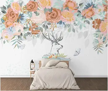WDBH Vlastné fotografie nástenná maľba 3d tapeta Európskom štýle ručne maľované záhradné kvety decor 3d nástennú maľbu, tapety pre obývacia izba